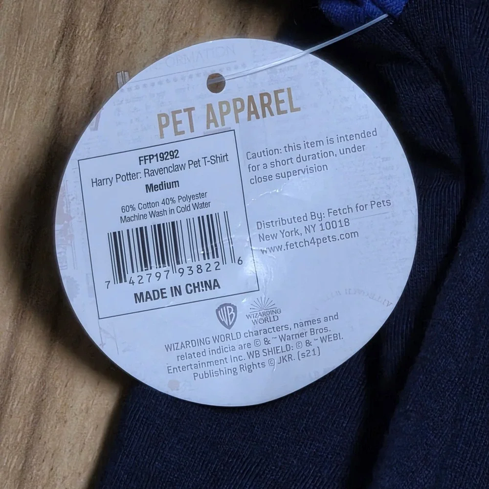 Harry Potter Ravenclaw T Shirt Dog Cat‎ Size Medium Blue Pet Apparel